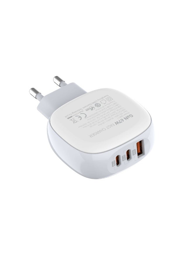 لدنيو شاحن Q3611 فائق السرعة بقوة 67 واط مزود بثلاثة منافذ (PD + QC 3.0)، يوفر طاقة عالية للهواتف الذكية والأجهزة اللوحية وأجهزة الكمبيوتر المحمولة، تصميم رأسي قابل للدوران 180 درجة، غلاف متين مقاوم للحريق، محطة طاقة صغيرة الحجم وجاهزة للسفر - Image 4